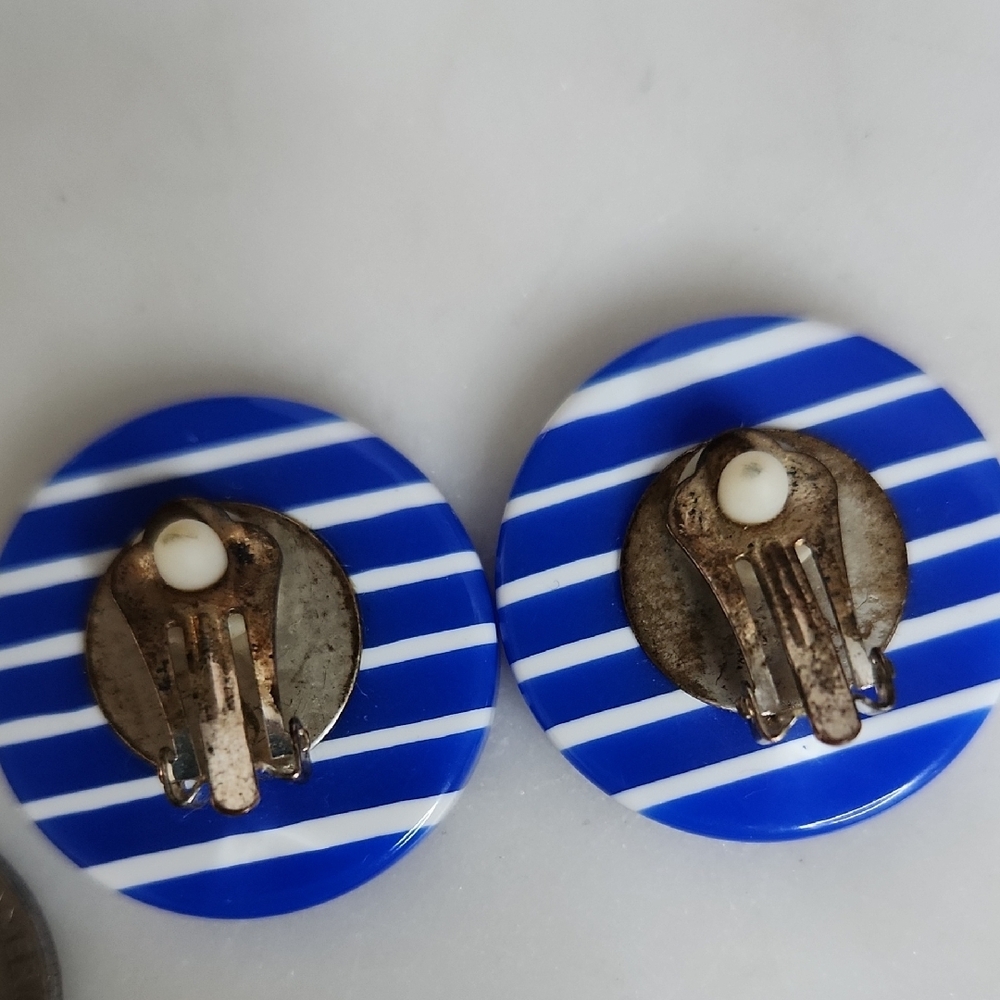 West Germany ,Hong Knog Clip-On Blue Mitif Earrings Set (3) View 6